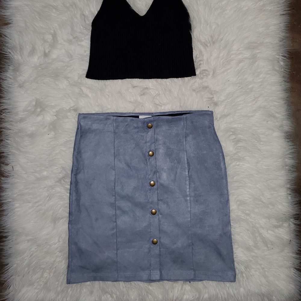 Suede mini skirt